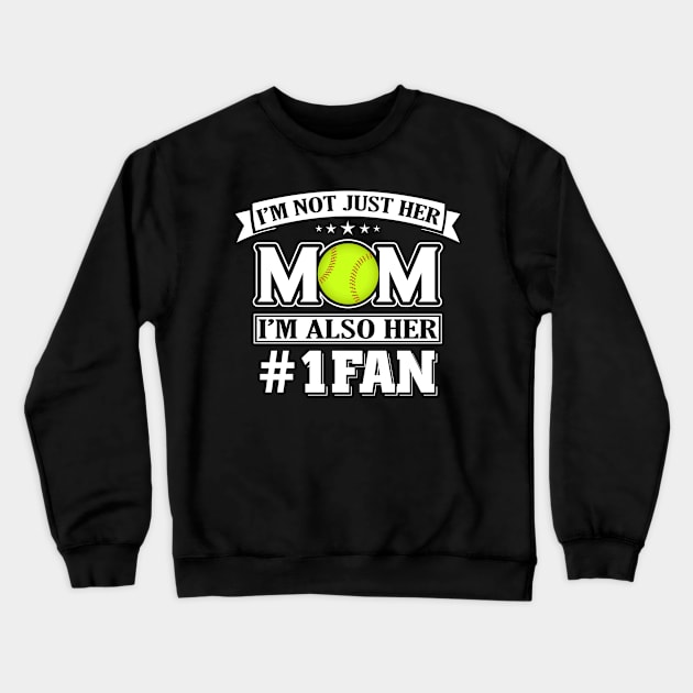 Mom Number One Fan Softball Baseball Player Crewneck Sweatshirt by Sloane GalaxyLinesSpace